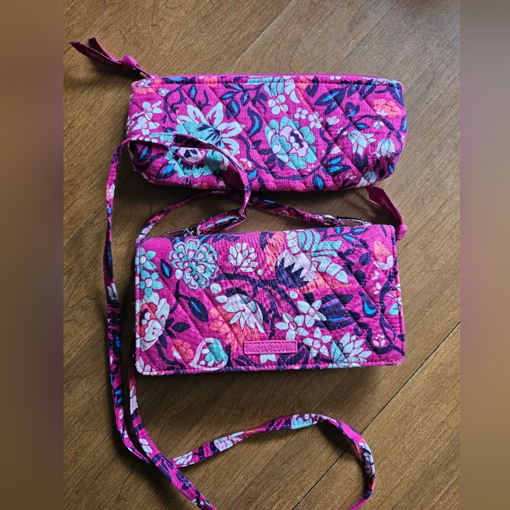 Vera Bradley Floral Pink Wallet And Extra's Bag